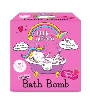 Little Unicorn błyszcząca kula musująca do kąpieli 165g malina