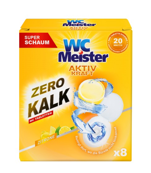 WC Meister Tabletki do czyszczenia WC odkamieniające zapachu cytrynowym 8x20g
