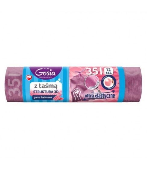 Gosia Worki na śmieci z taśmą struktura 3D zapachowe 35L